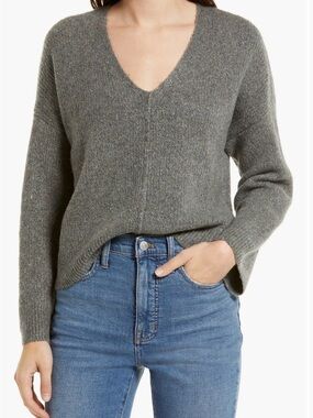 Madewell Charcoal V-Neck Sweater